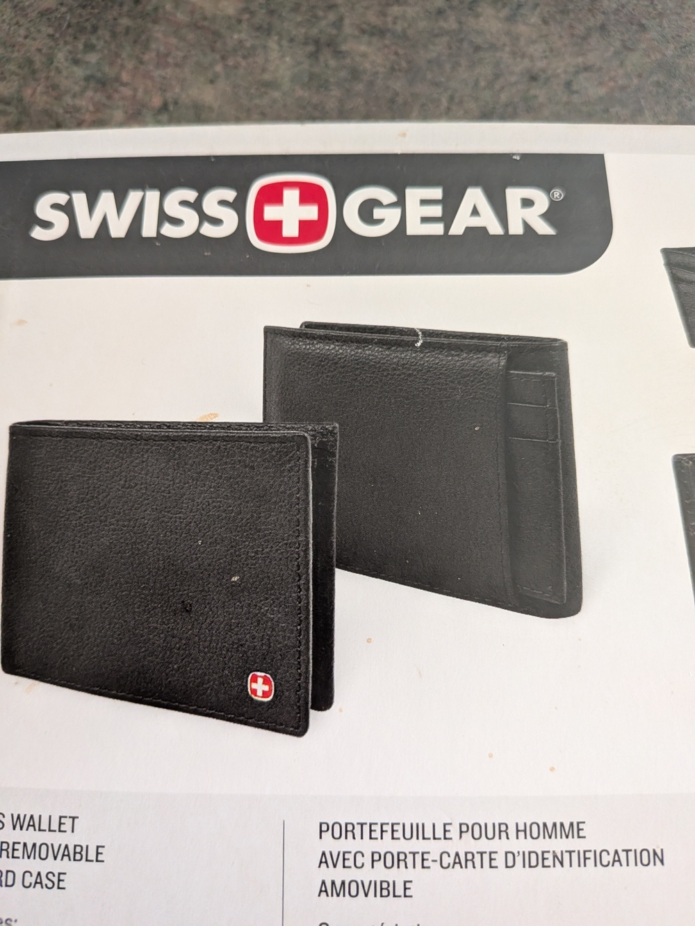 SwissGear Black Leather Men's Wallet with Swiss Cross Accent